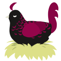 A sable and maroon chicken with a half-lace pattern