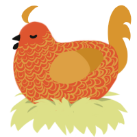 A vermilion and orange chicken with a double-lace pattern