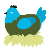 Tellus, a olive and cerulean chicken with a head pattern