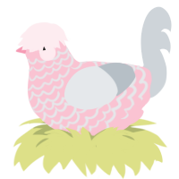 A rose and mist chicken with a lace pattern