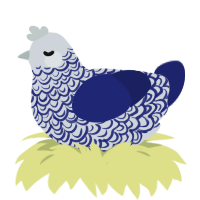 A mist and navy chicken with a double-lace pattern