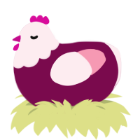A wine and rose chicken with a head pattern