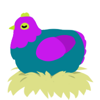 A sea and amethyst chicken with a head pattern