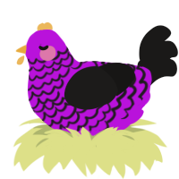 A amethyst and sable chicken with a lace pattern