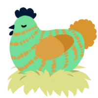 A spring and orange chicken with a bar pattern
