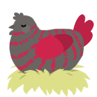 (unnamed), a grey and crimson chicken with a bar pattern