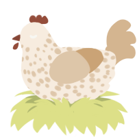 Tiramisu, a cream and beige chicken with a speckle pattern