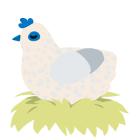 Ferris, a cream and mist chicken with a speckle pattern