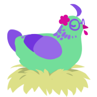 Berry, a spring and blurple chicken with a neck-speckle pattern