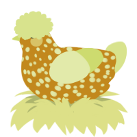 A ochre and lemon chicken with a speckle pattern