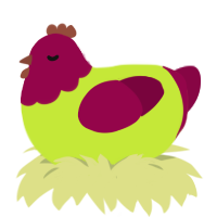 (unnamed), a lime and maroon chicken with a head pattern