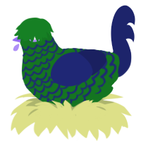 A leaf and navy chicken with a lace pattern