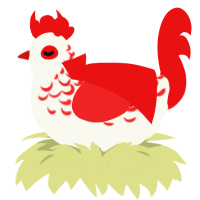 A white and red chicken with a half-lace pattern
