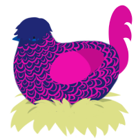 A navy and fuchsia chicken with a double-lace pattern