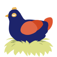 Super Vegeto, a navy and vermilion chicken