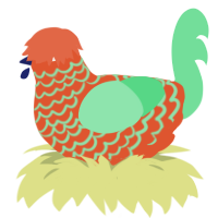 A vermilion and spring chicken with a lace pattern