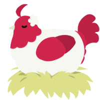 A white and crimson chicken with a head pattern