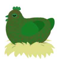 A olive and leaf chicken with a double-lace pattern