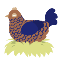 A brown and navy chicken with a lace pattern
