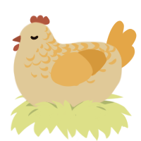 A beige and orange chicken with a half-lace pattern