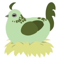 A gluppy and olive chicken with a neck-speckle pattern