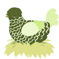 A olive and apple chicken with a lace pattern