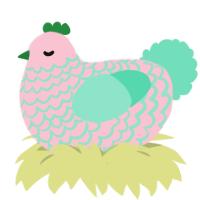 A rose and mint chicken with a lace pattern