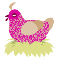 A fuchsia and beige chicken with a double-lace pattern