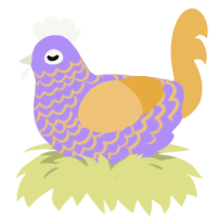A lilac and honey chicken with a lace pattern