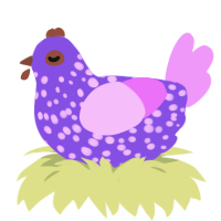 (unnamed), a blurple and lavender chicken with a speckle pattern