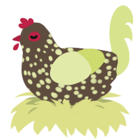 A bark and lemon chicken with a speckle pattern