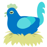 A sapphire and aqua chicken
