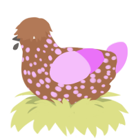 A brown and lavender chicken with a speckle pattern