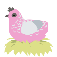 A pink and mist chicken with a half-lace pattern