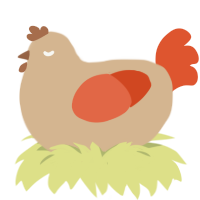 A beige and vermilion chicken