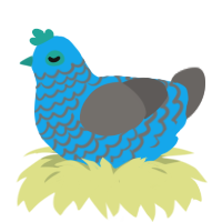 A sky and grey chicken with a lace pattern