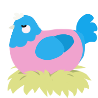 A pink and sky chicken with a head pattern