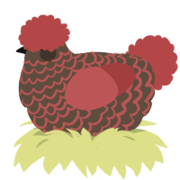 A bark and red chicken with a lace pattern