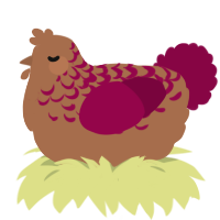 A brown and maroon chicken with a half-lace pattern