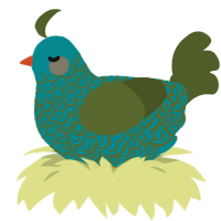 A teal and olive chicken with a double-lace pattern