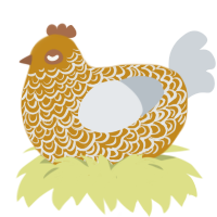 A ochre and mist chicken with a double-lace pattern