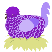 A violet and lilac chicken with a lace pattern