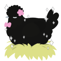 A black chicken with a head pattern