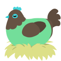 mint choco, a spring and bark chicken with a head pattern