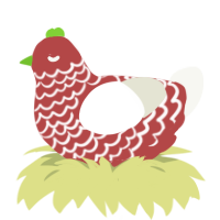 patilla jr, a red and white chicken with a lace pattern