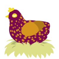 A wine and ochre chicken with a speckle pattern