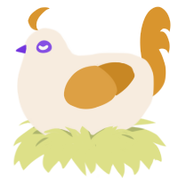 Arlo, a cream and orange chicken