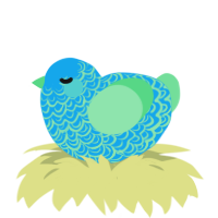 A sky and spring chicken with a double-lace pattern