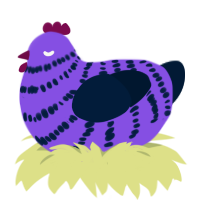 A blurple and tumblr chicken with a bar pattern