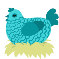 Seashine, a aqua and teal chicken with a lace pattern